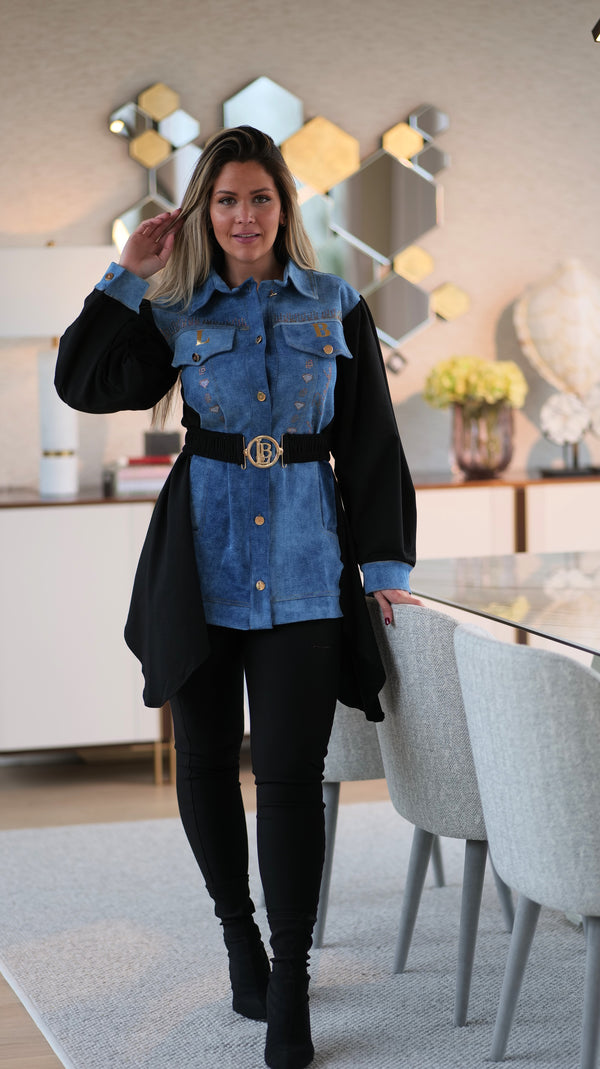 Camiseiro/Vestido Boston Denim Negro
