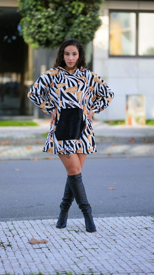 Vestido Reversível Black/White Zebra