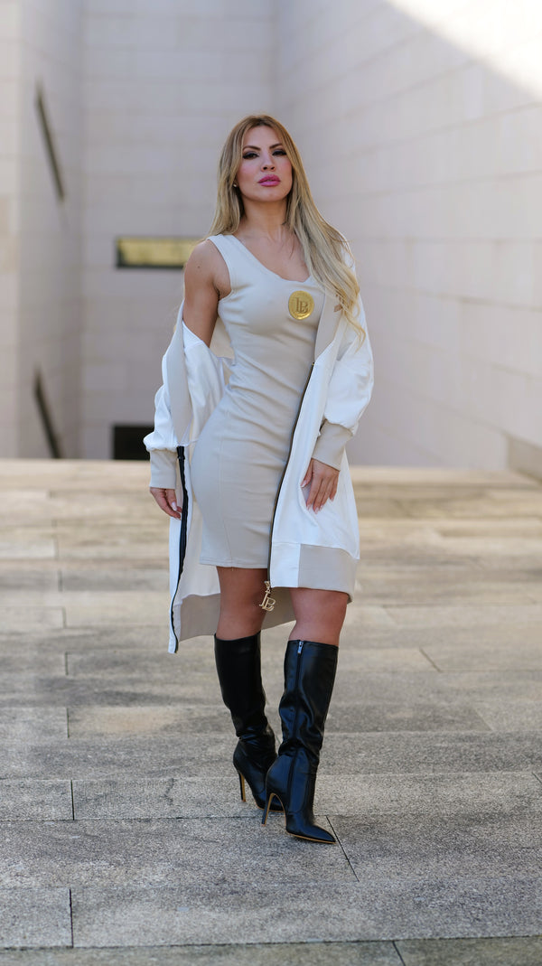 CONJUNTO Vestido y Chaqueta Melania Blanco