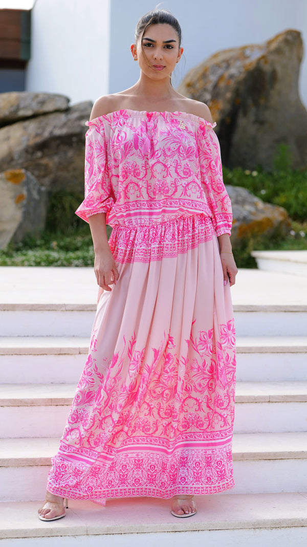 Vestido largo Positano Rosa